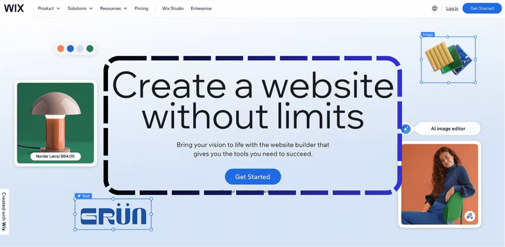 Interface éditeur Wix