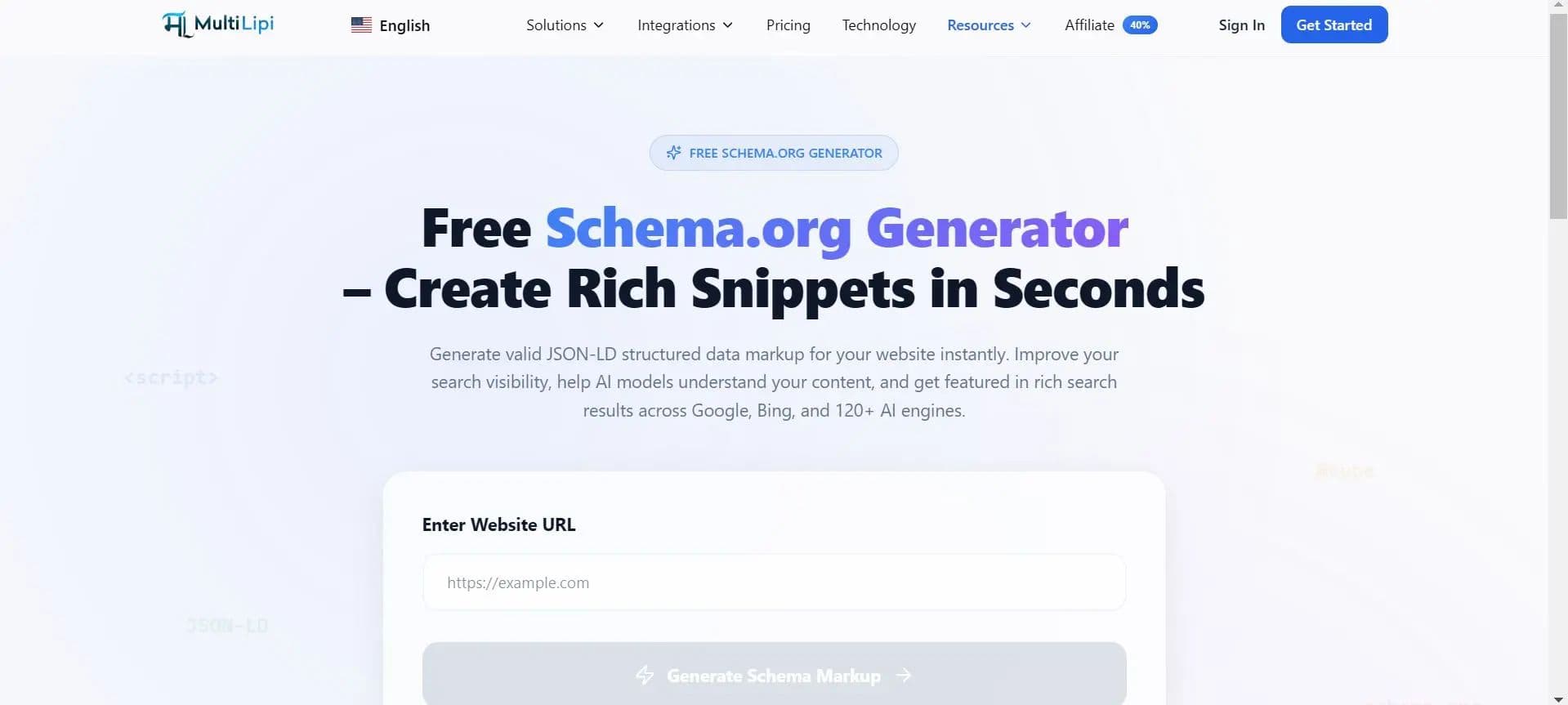 Schema.org checker page from Multilipi